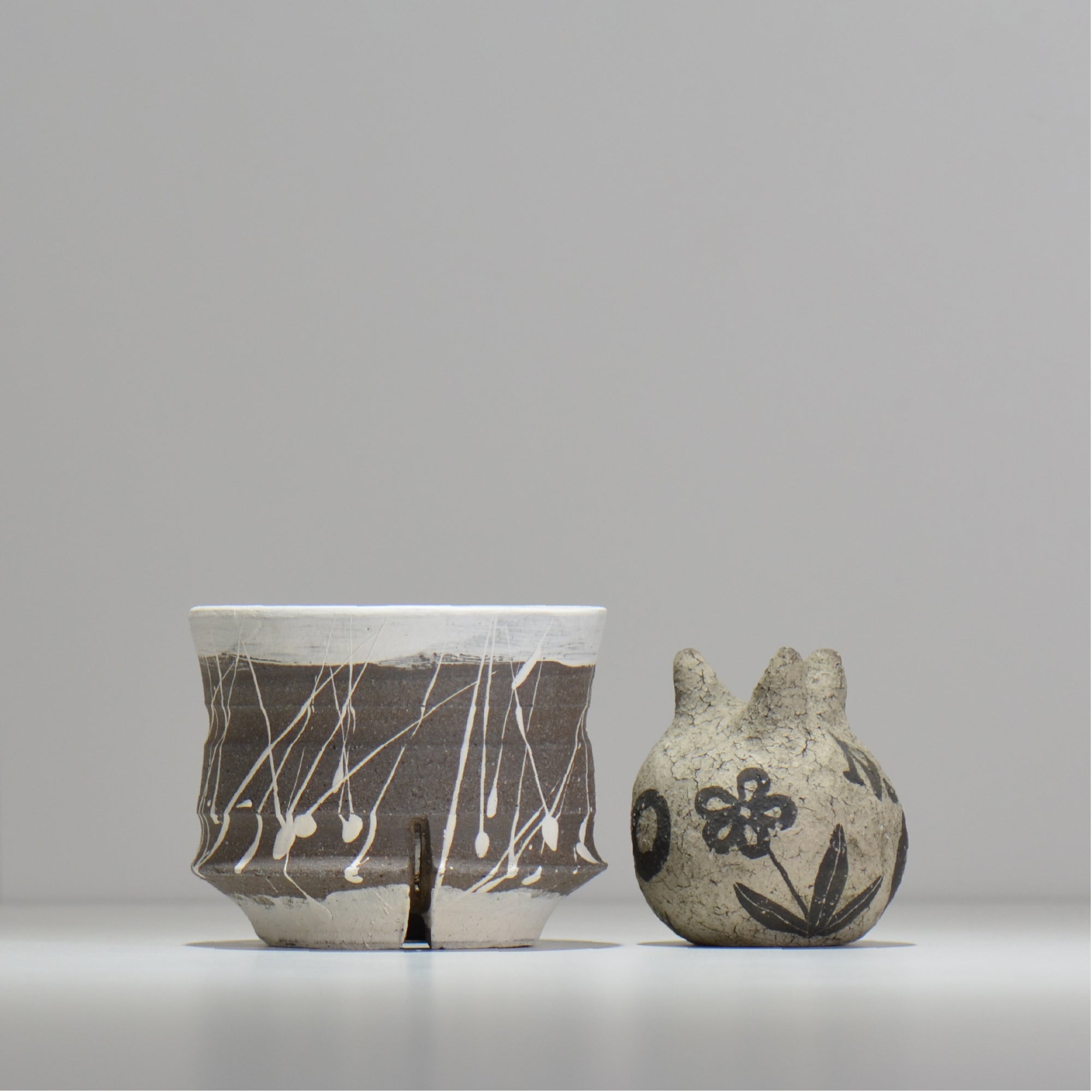 沼野 秀章 / 黒二白 / S / nh3_bwh07_s / 約φ11.2cm / 植木鉢