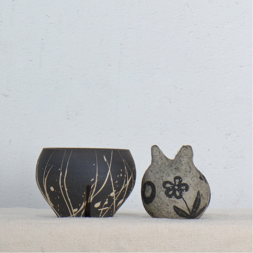 沼野 秀章 / 黒二白 / nh5_bw03_s / 約φ9.5cm / 植木鉢