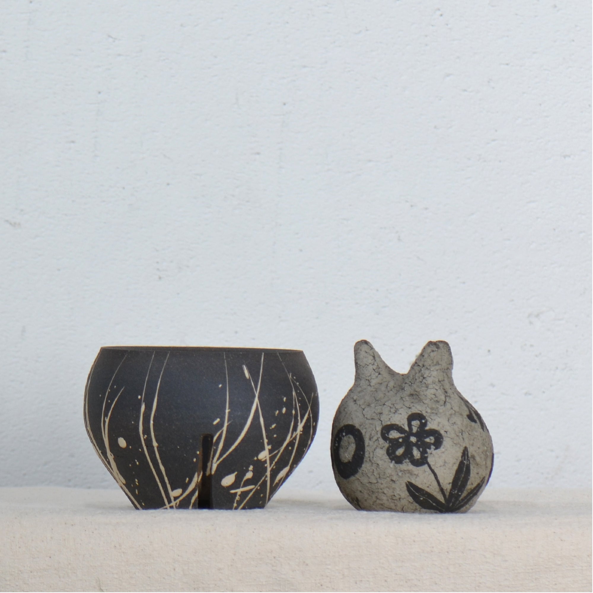 沼野 秀章 / 黒二白 / nh5_bw03_s / 約φ9.5cm / 植木鉢