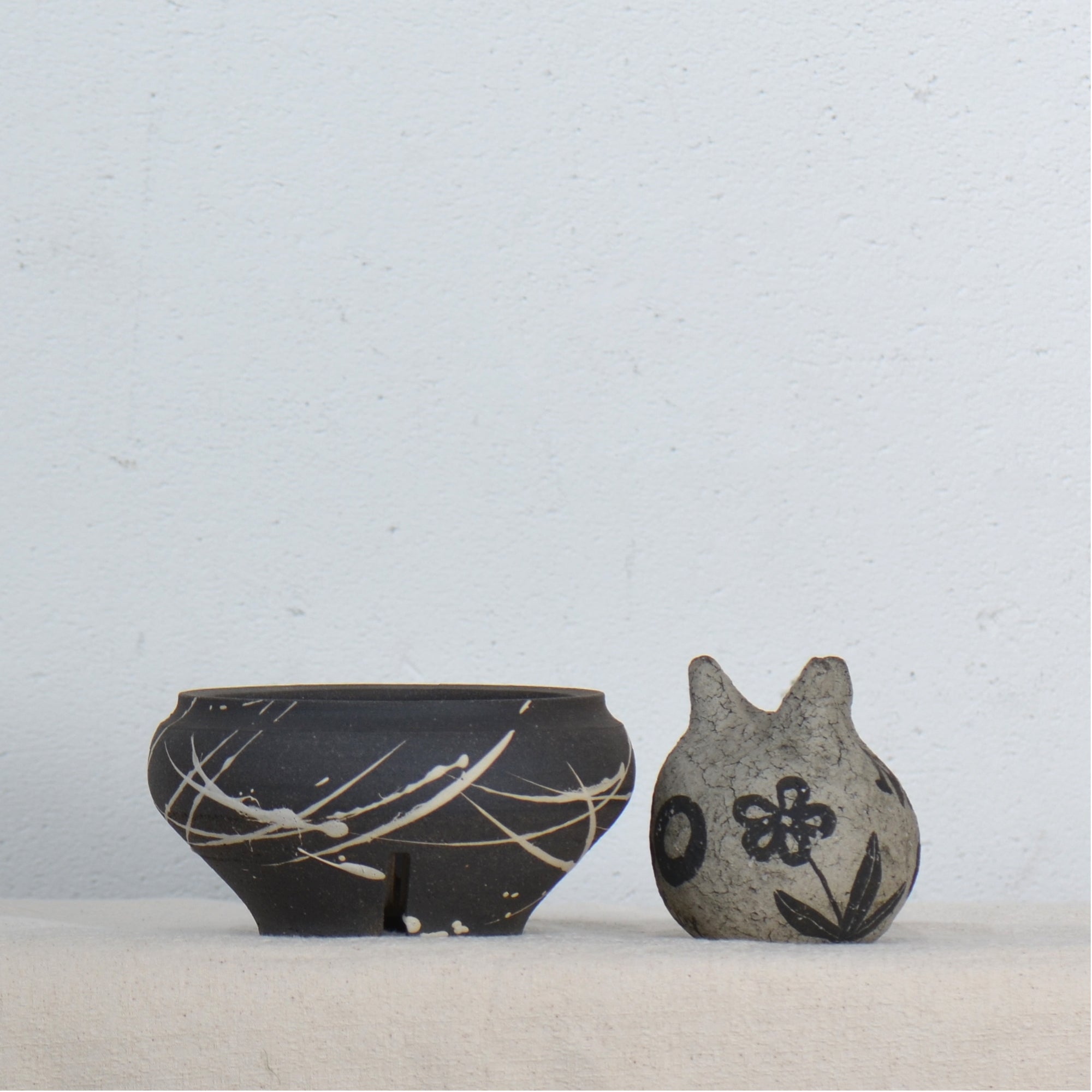 沼野 秀章 / 黒二白 / nh5_bw04_s / 約φ12cm / 植木鉢 – ハチラボ