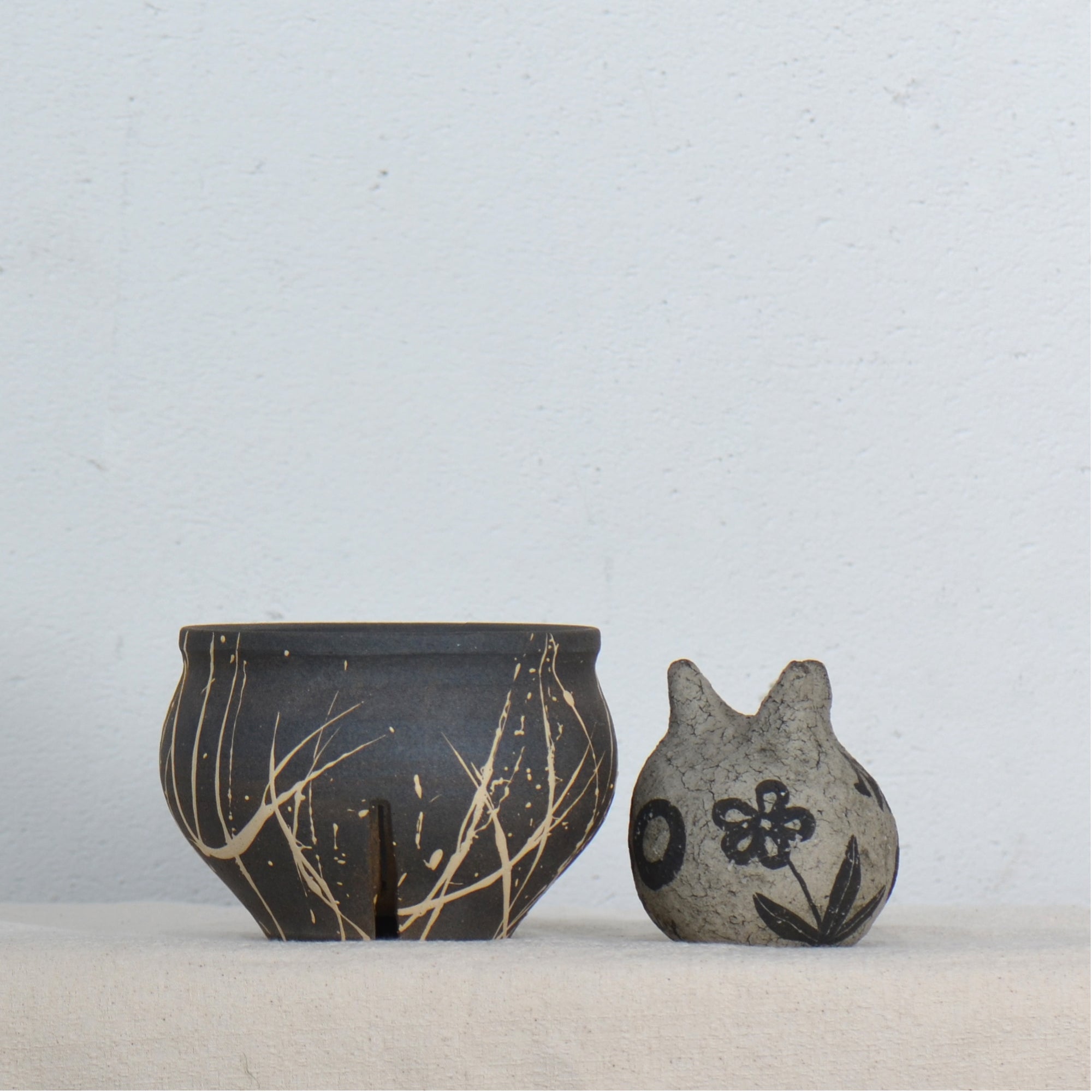 沼野 秀章 / 黒二白 / nh5_bw05_s / 約φ11.8cm / 植木鉢