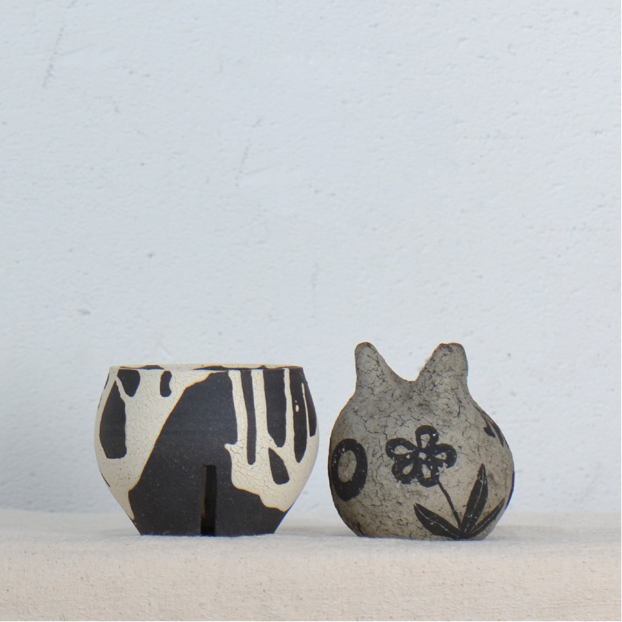 沼野 秀章 / 黒二白 / nh5_bw06_xs / 約φ7.8cm / 植木鉢