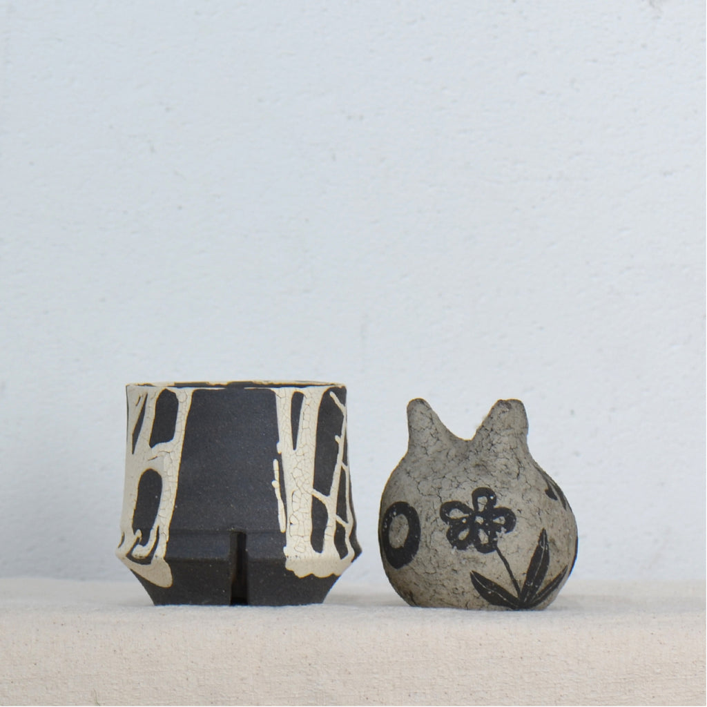 沼野 秀章 / 黒二白 / nh5_bw07_xs / 約φ8.5cm / 植木鉢