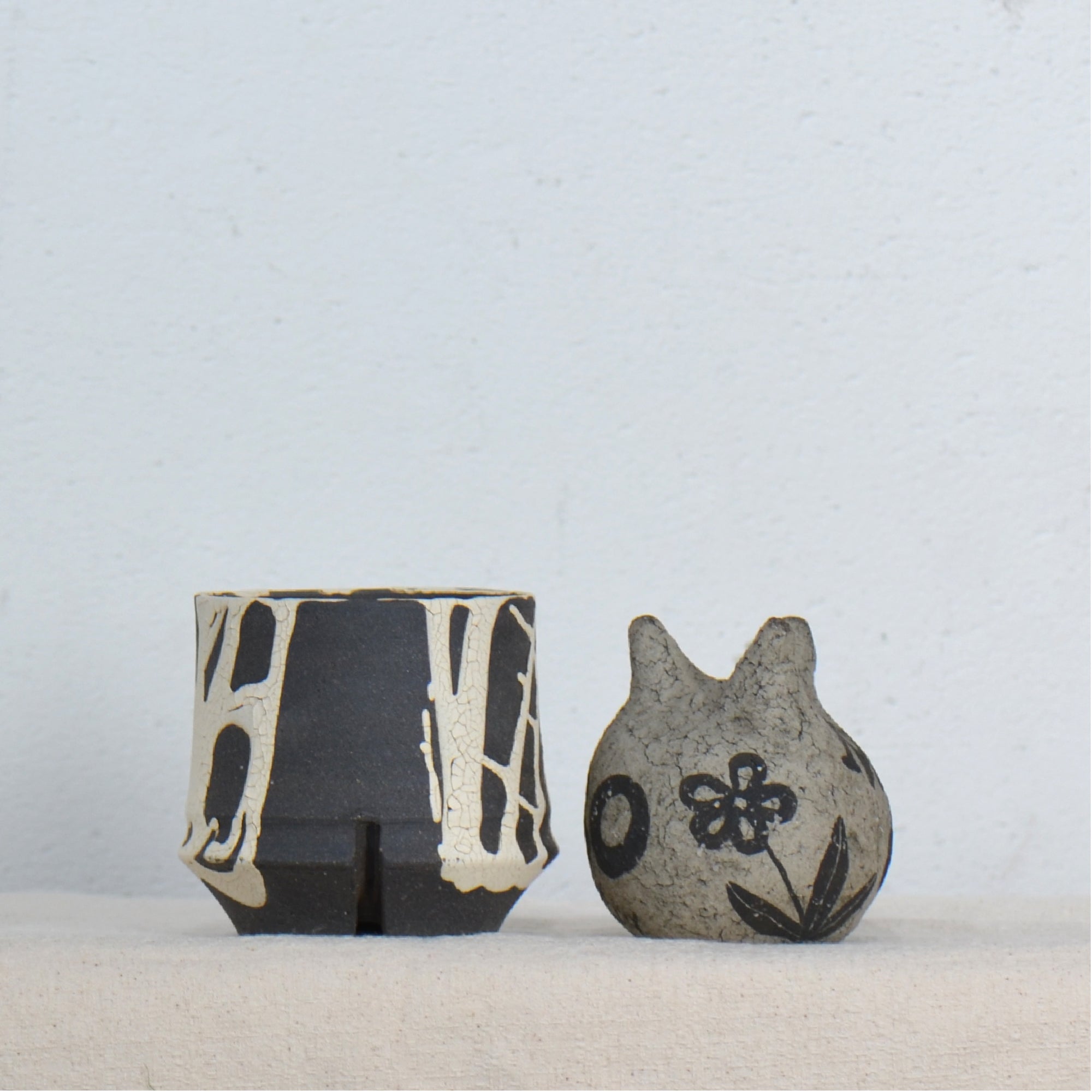 沼野 秀章 / 黒二白 / nh5_bw07_xs / 約φ8.5cm / 植木鉢