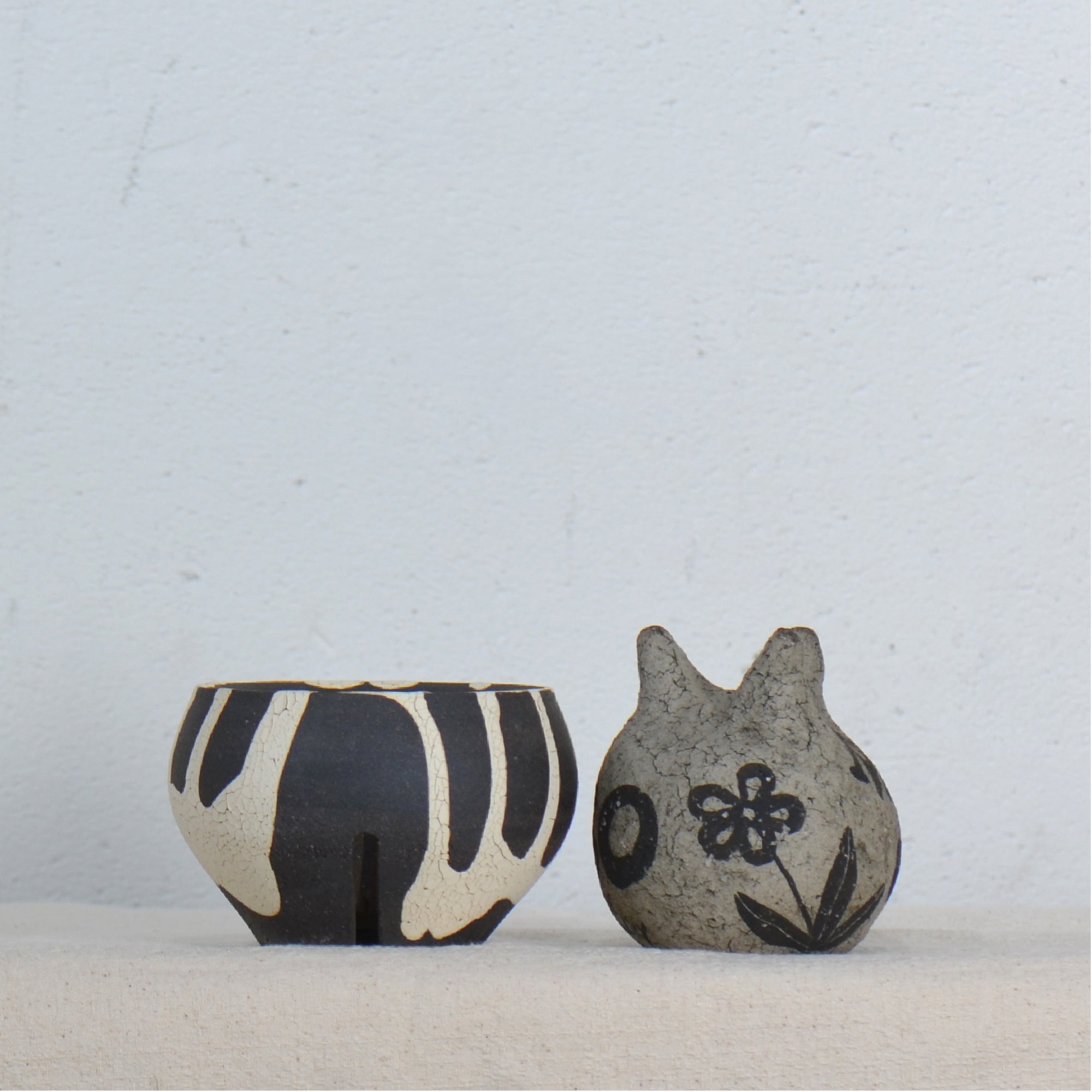 沼野 秀章 / 黒二白 / nh5_bw08_xs / 約φ8.8cm / 植木鉢
