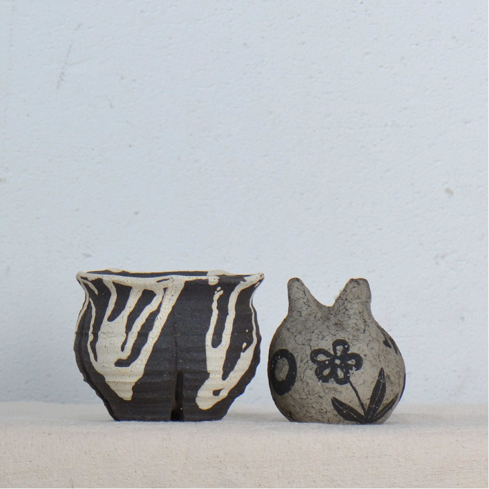 沼野 秀章 / 黒二白 / nh5_bw09_s / 約φ10.5cm / 植木鉢