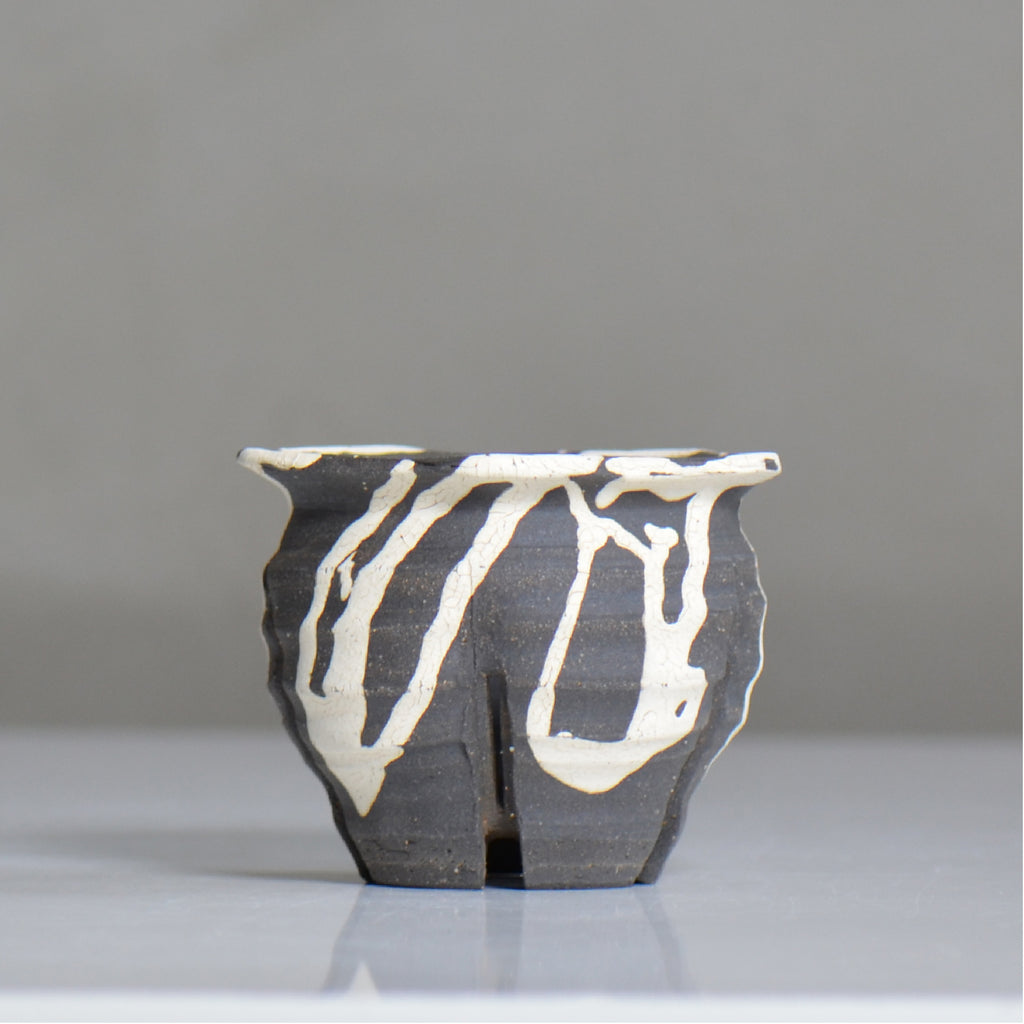 沼野 秀章 / 黒二白 / nh6_bw01_s / 約φ9.5cm / 植木鉢
