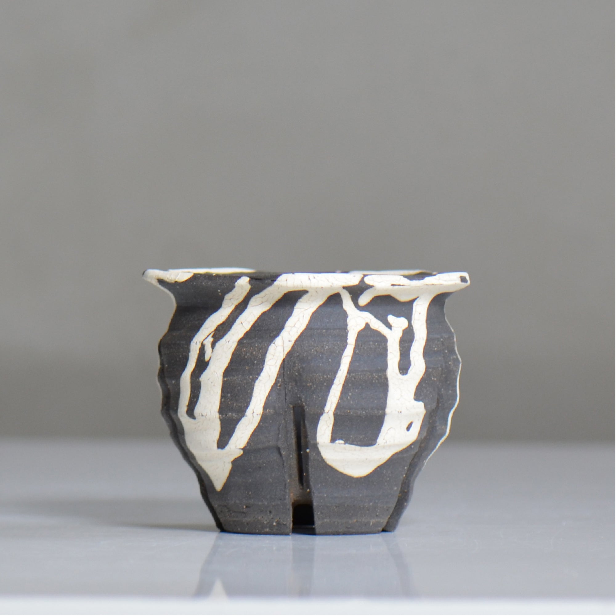 沼野 秀章 / 黒二白 / nh6_bw01_s / 約φ9.5cm / 植木鉢