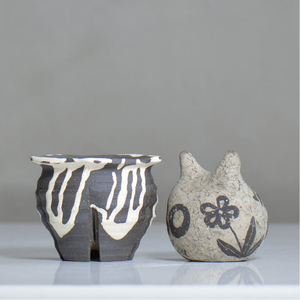 沼野 秀章 / 黒二白 / nh6_bw01_s / 約φ9.5cm / 植木鉢