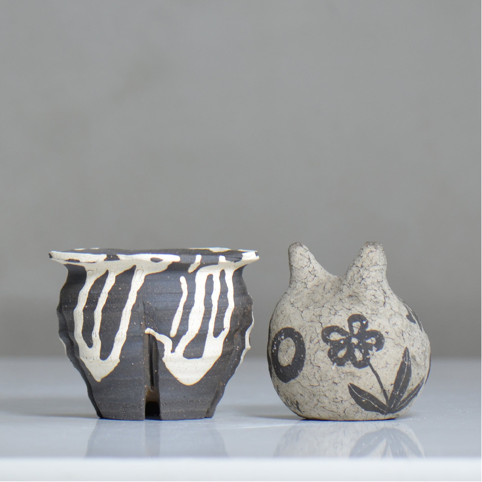 沼野 秀章 / 黒二白 / nh6_bw01_s / 約φ9.5cm / 植木鉢