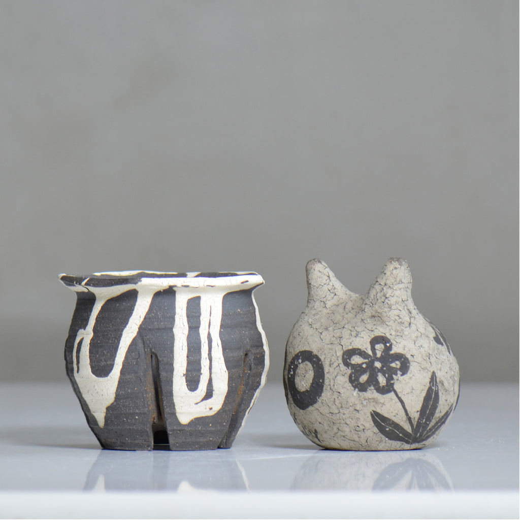 沼野 秀章 / 黒二白 / nh6_bw02_s / 約φ9cm / 植木鉢