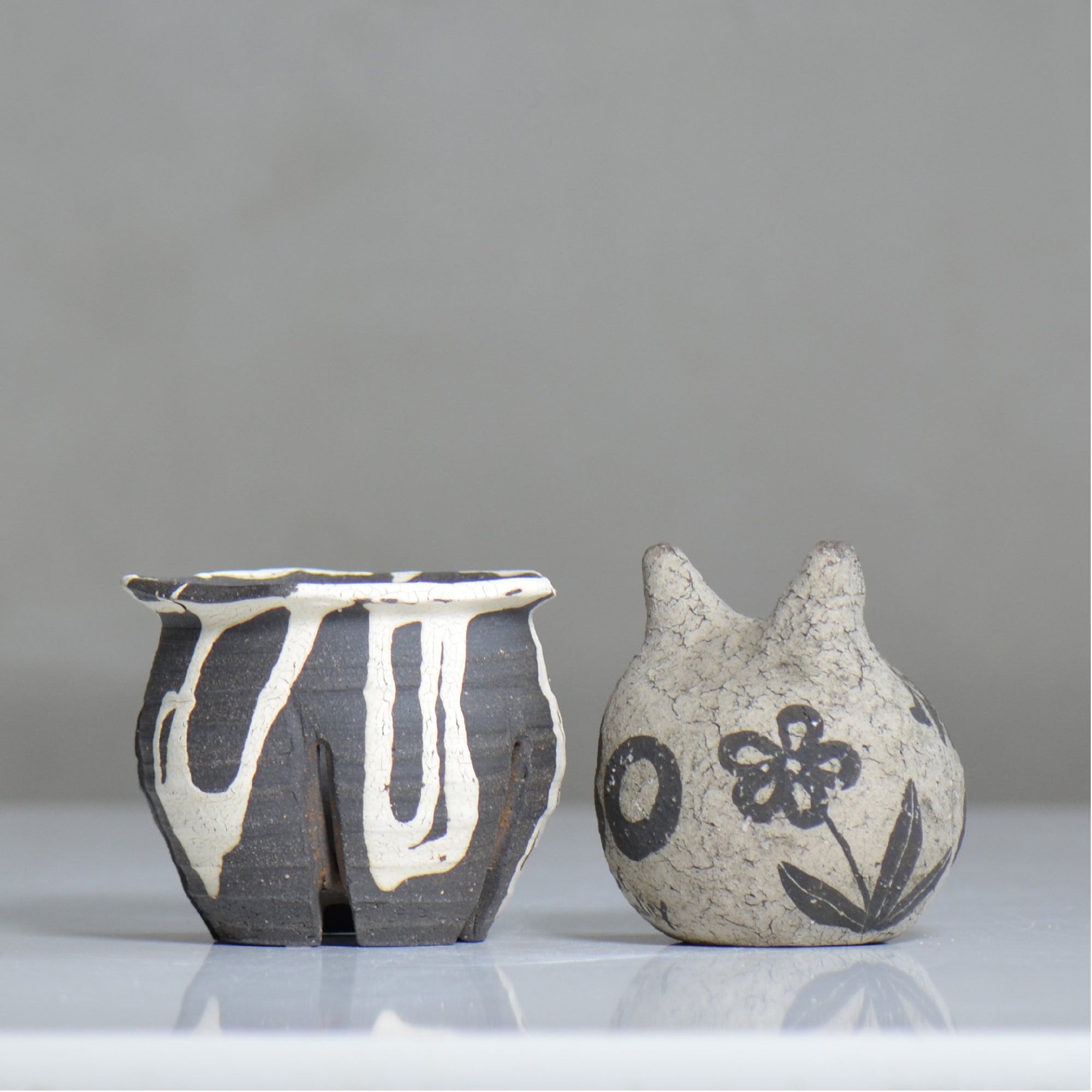 沼野 秀章 / 黒二白 / nh6_bw02_s / 約φ9cm / 植木鉢