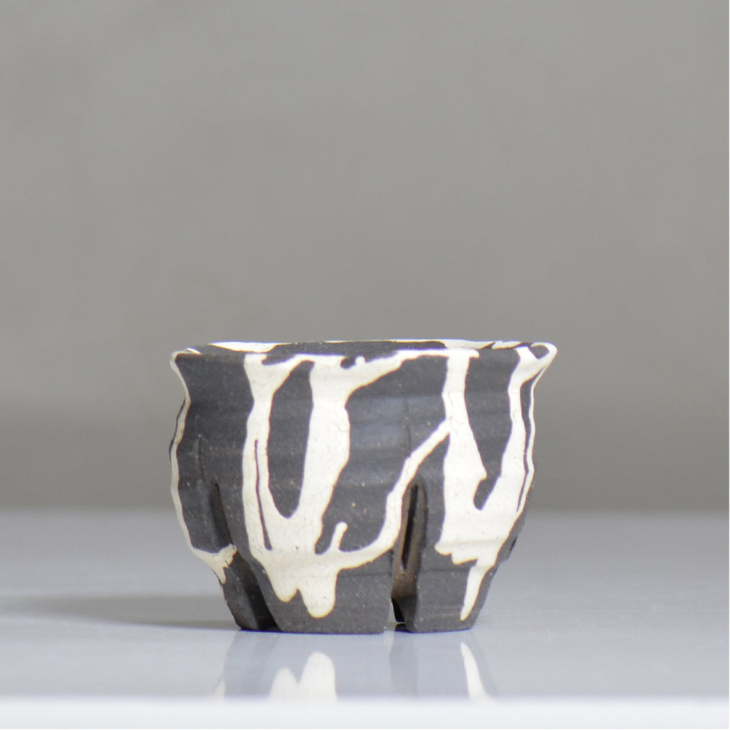 沼野 秀章 / 黒二白 / nh6_bw03_s / 約φ9.5cm / 植木鉢