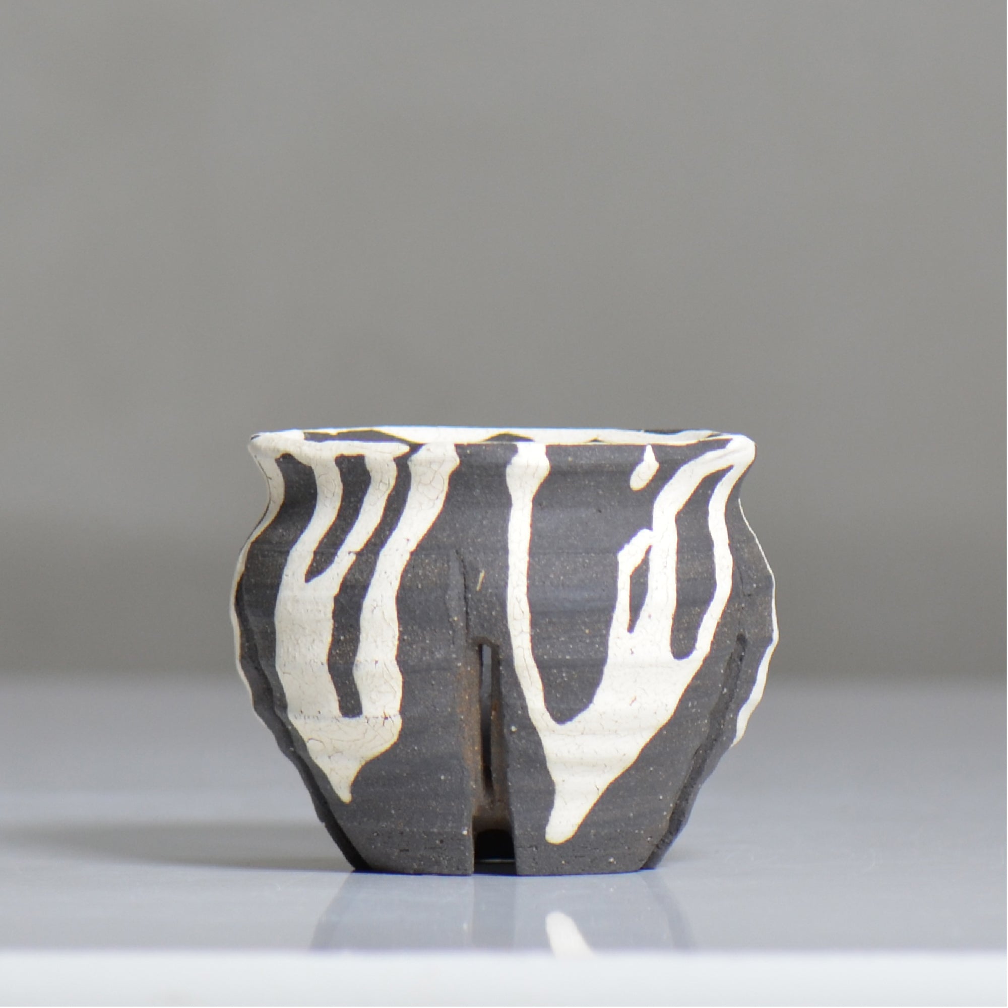 沼野 秀章 / 黒二白 / nh6_bw04_xs / 約φ8.5cm / 植木鉢