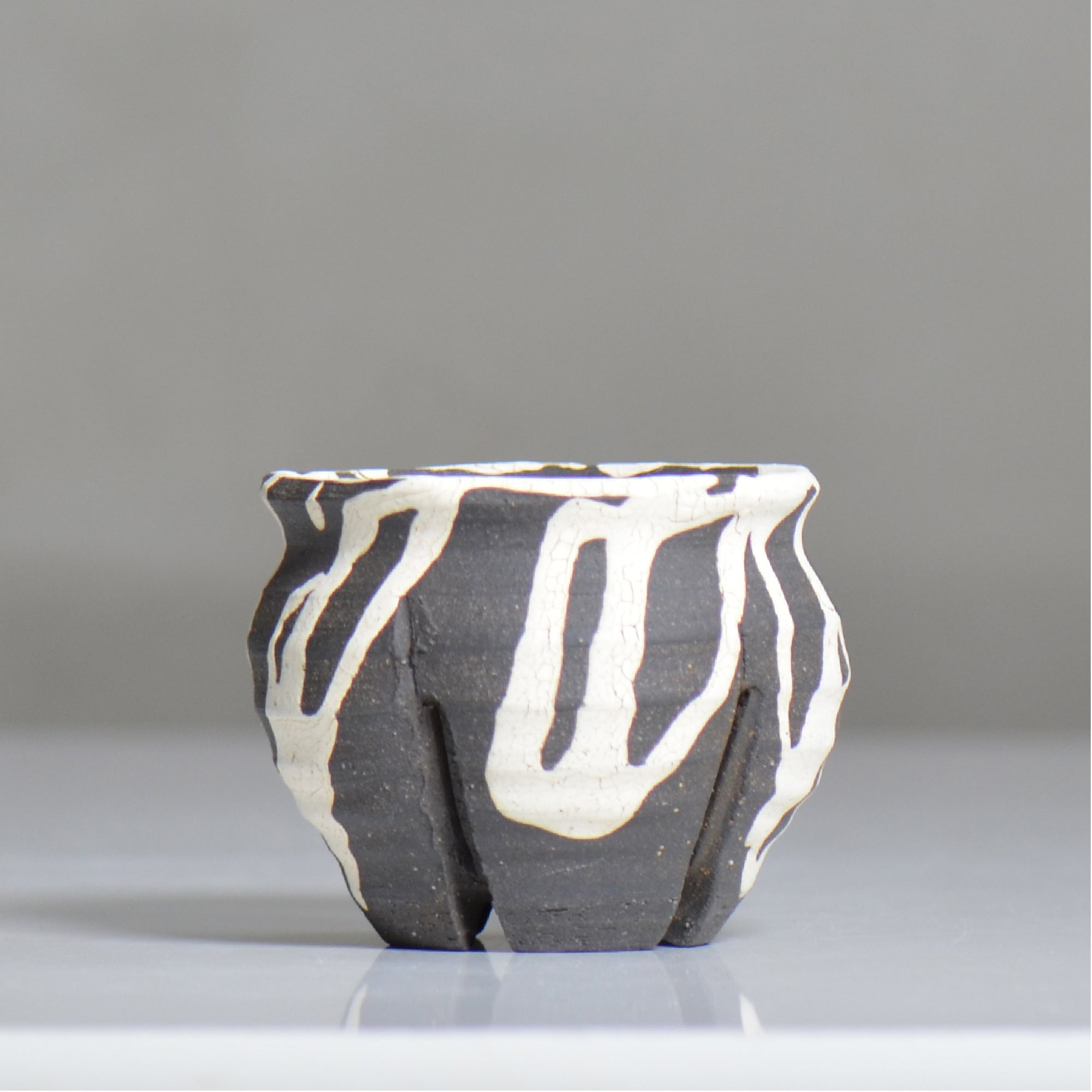 沼野 秀章 / 黒二白 / nh6_bw04_xs / 約φ8.5cm / 植木鉢