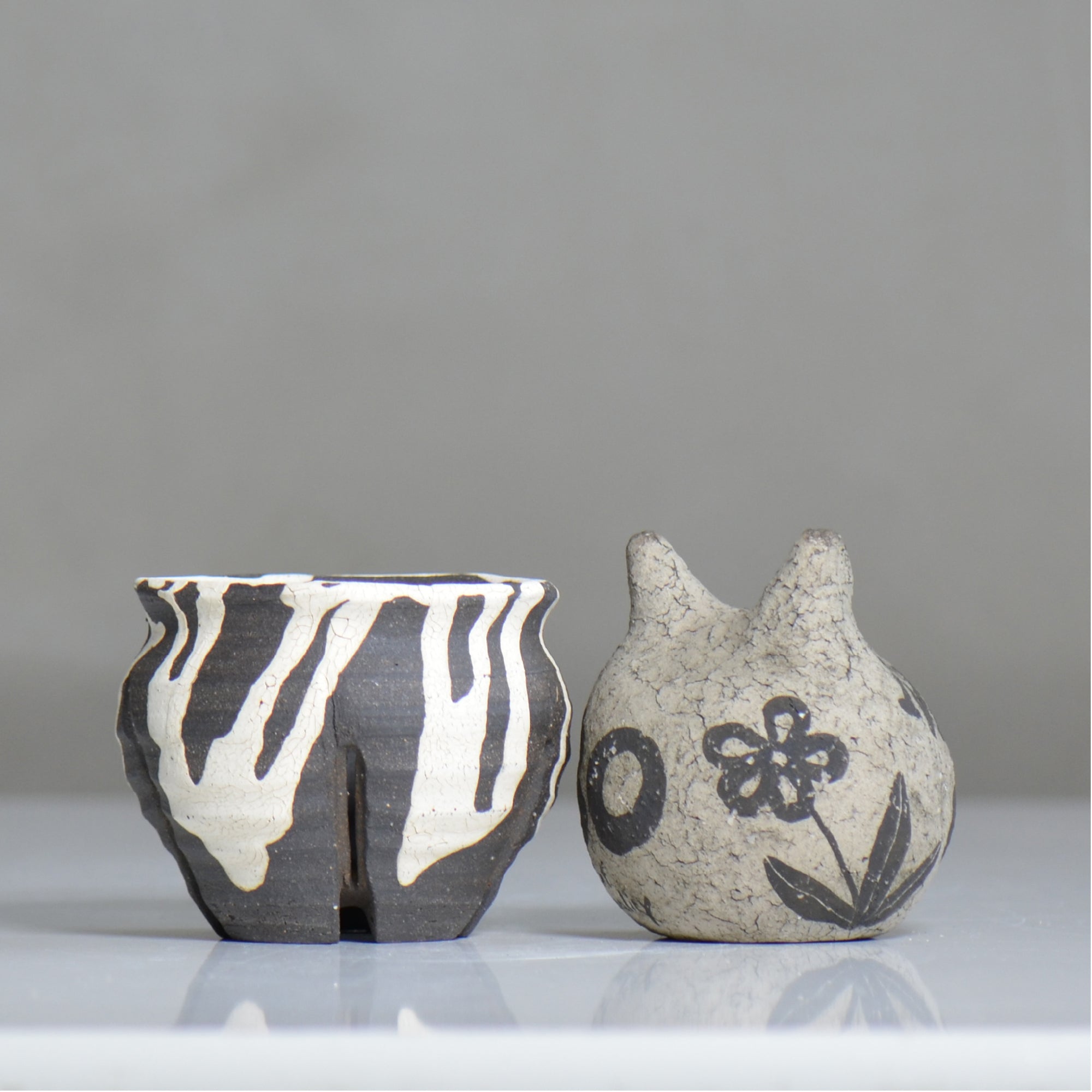 沼野 秀章 / 黒二白 / nh6_bw04_xs / 約φ8.5cm / 植木鉢