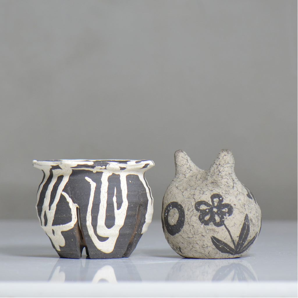 沼野 秀章 / 黒二白 / nh6_bw05_s / 約φ9.3cm / 植木鉢