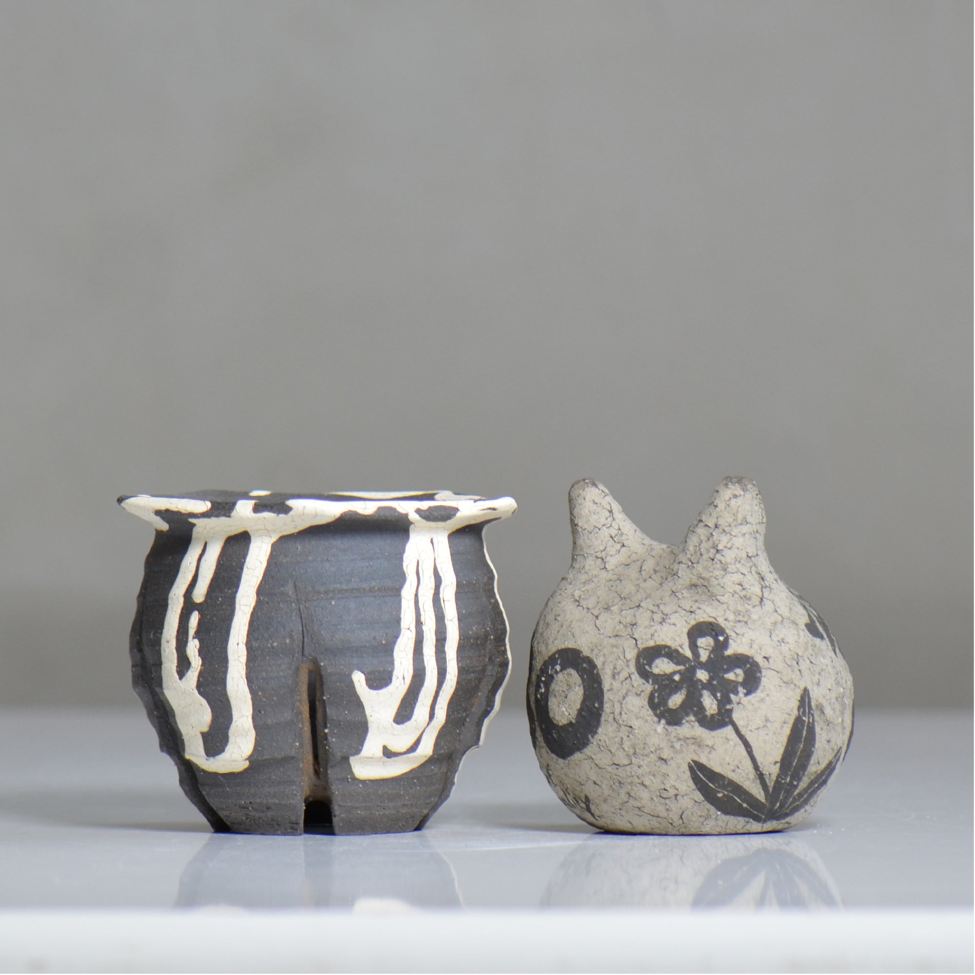 沼野 秀章 / 黒二白 / nh6_bw06_s / 約φ9.3cm / 植木鉢