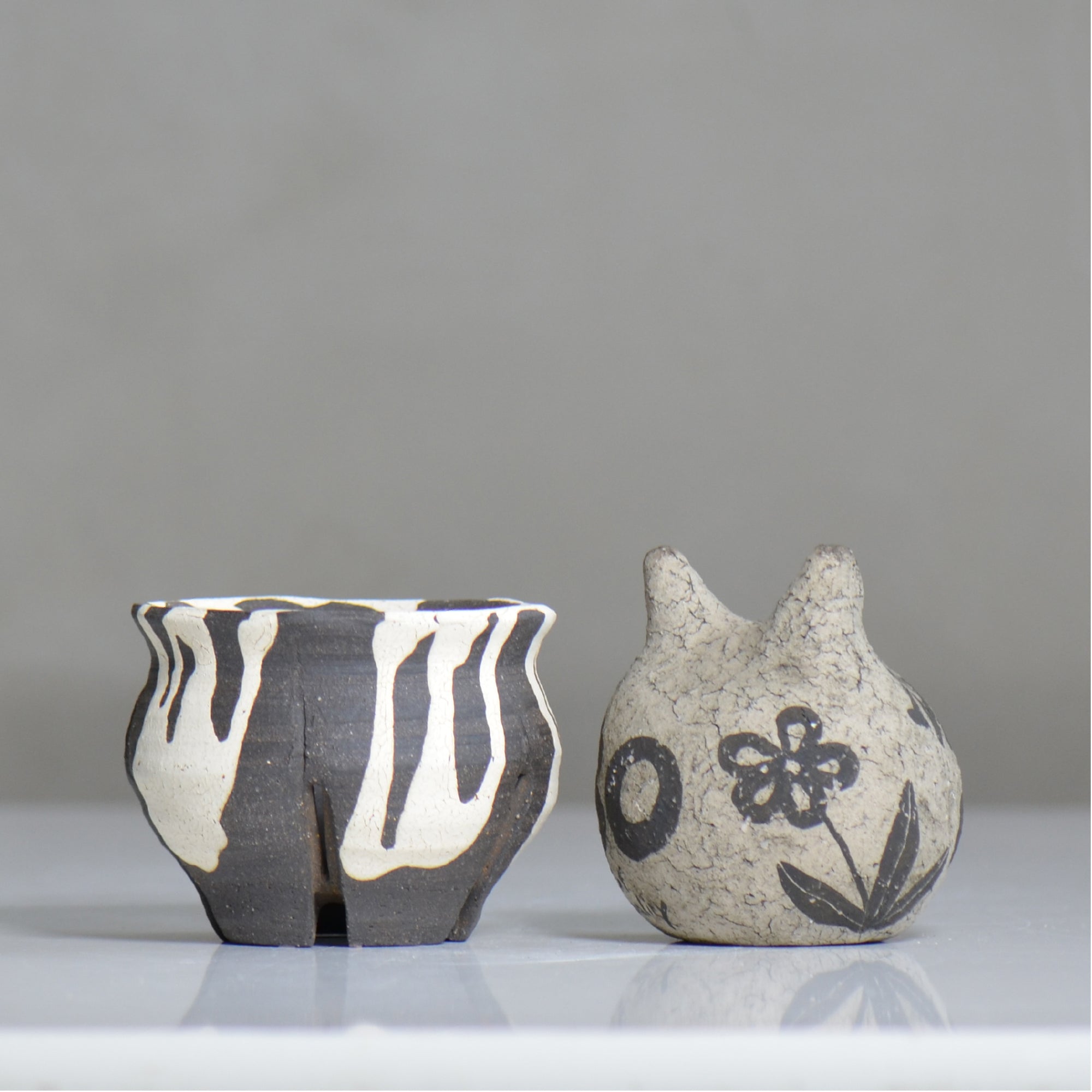 沼野 秀章 / 黒二白 / nh6_bw07_xs / 約φ8.7cm / 植木鉢