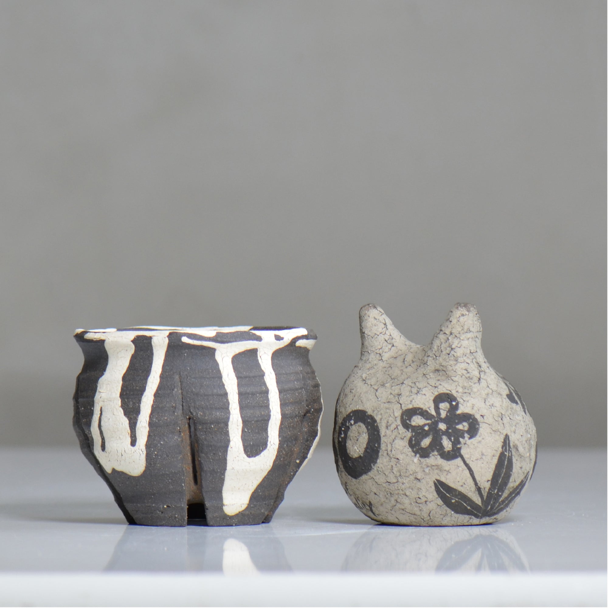 沼野 秀章 / 黒二白 / nh6_bw08_s / 約φ9cm / 植木鉢