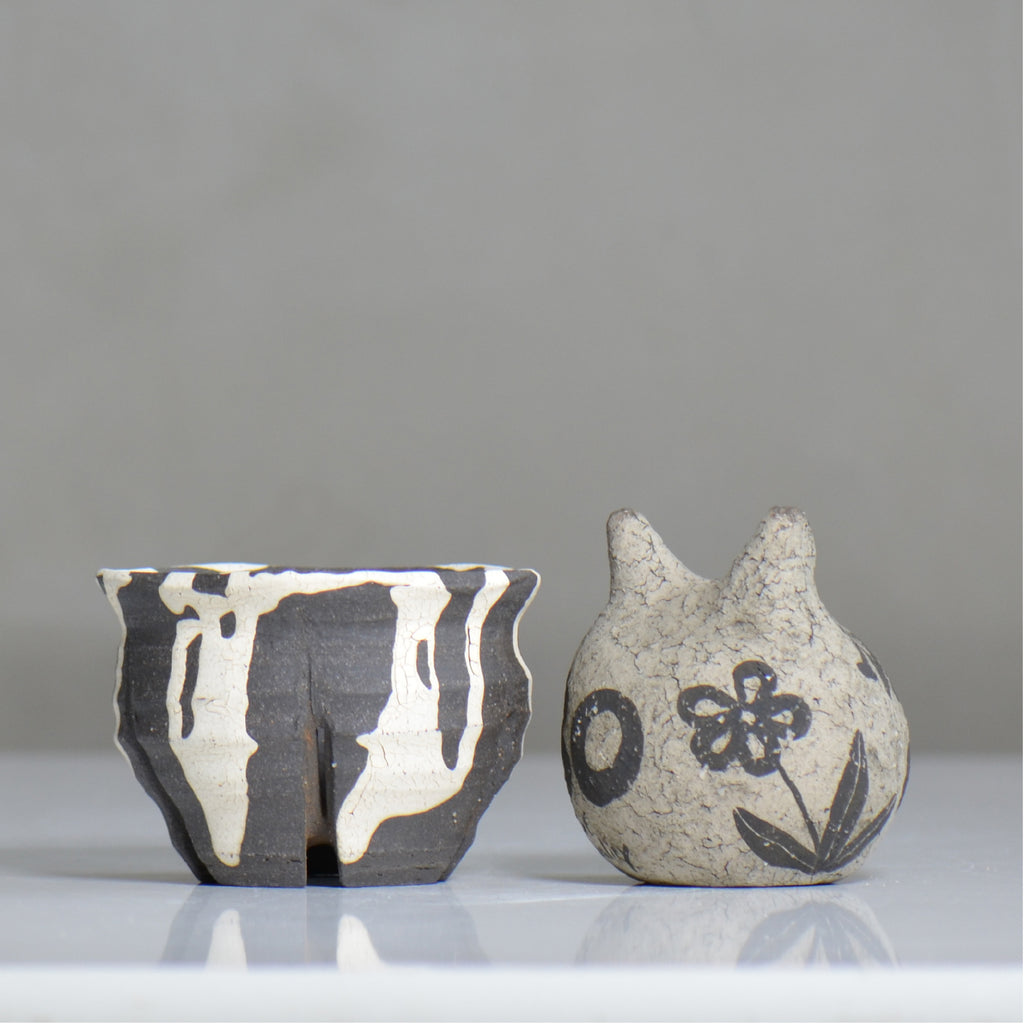 沼野 秀章 / 黒二白 / nh6_bw09_s / 約φ9.5cm / 植木鉢