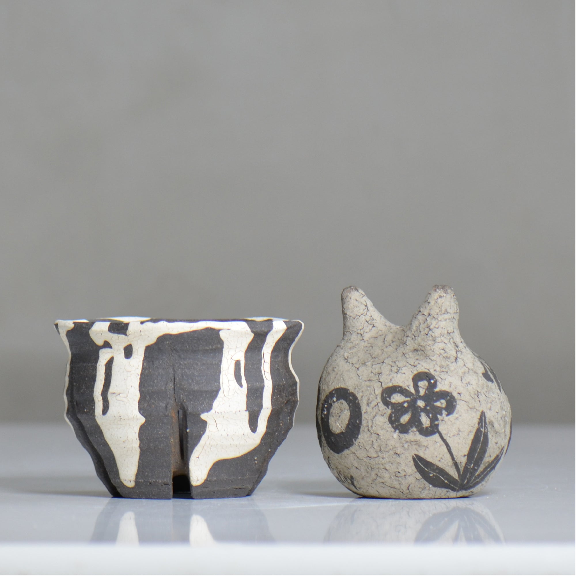 沼野 秀章 / 黒二白 / nh6_bw09_s / 約φ9.5cm / 植木鉢