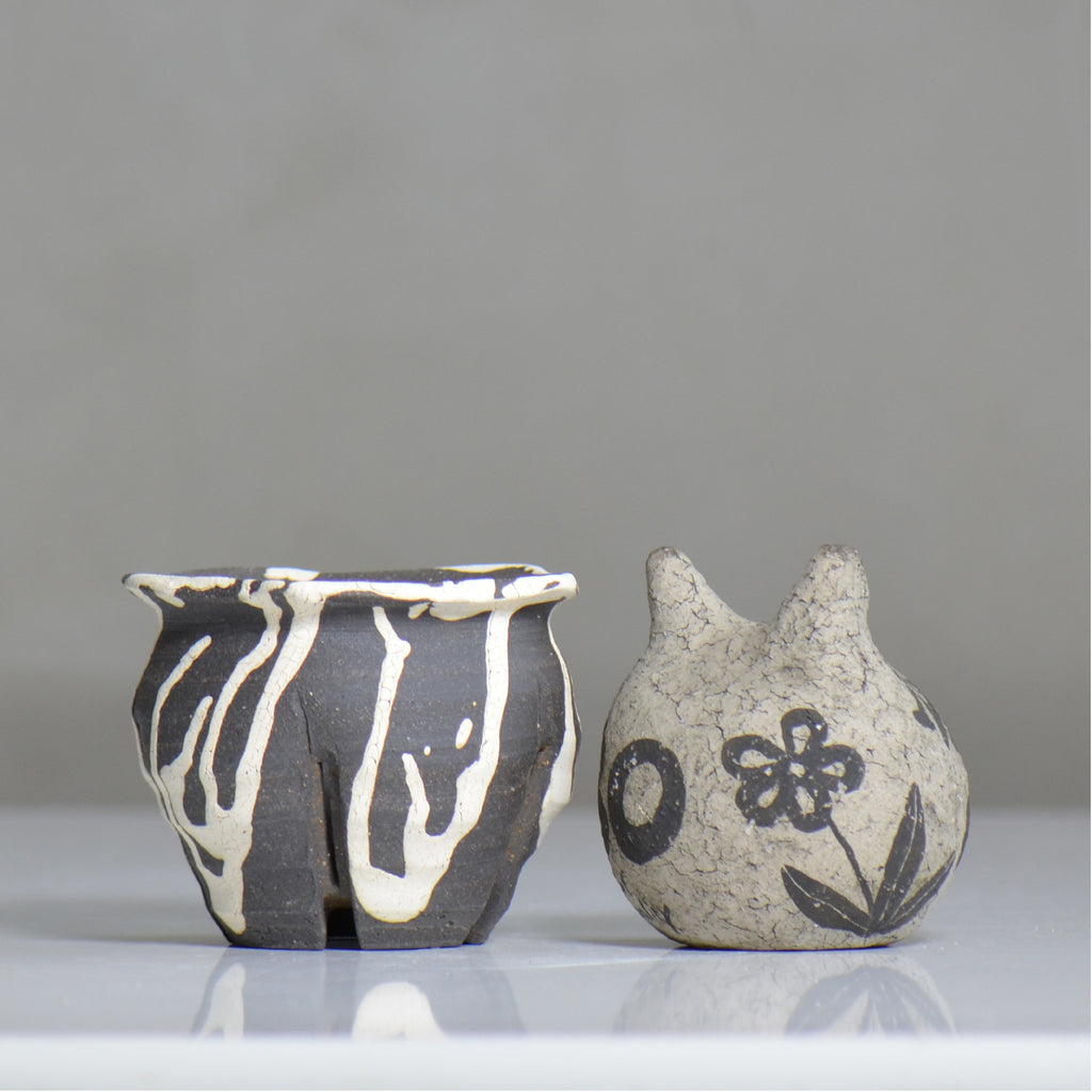 沼野 秀章 / 黒二白 / nh6_bw10_s / 約φ9.5cm / 植木鉢