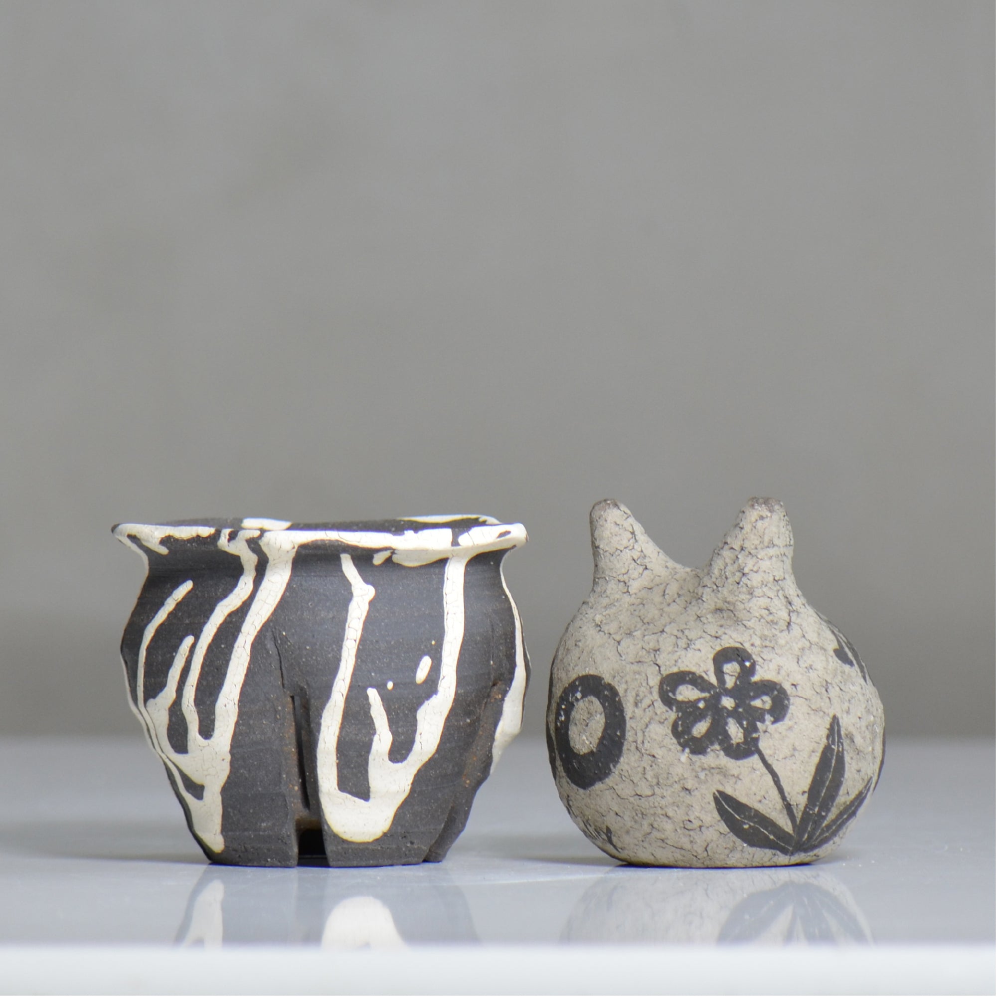 沼野 秀章 / 黒二白 / nh6_bw10_s / 約φ9.5cm / 植木鉢