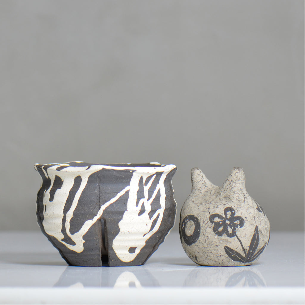 沼野 秀章 / 黒二白 / nh6_bw12_s / 約φ12cm / 植木鉢
