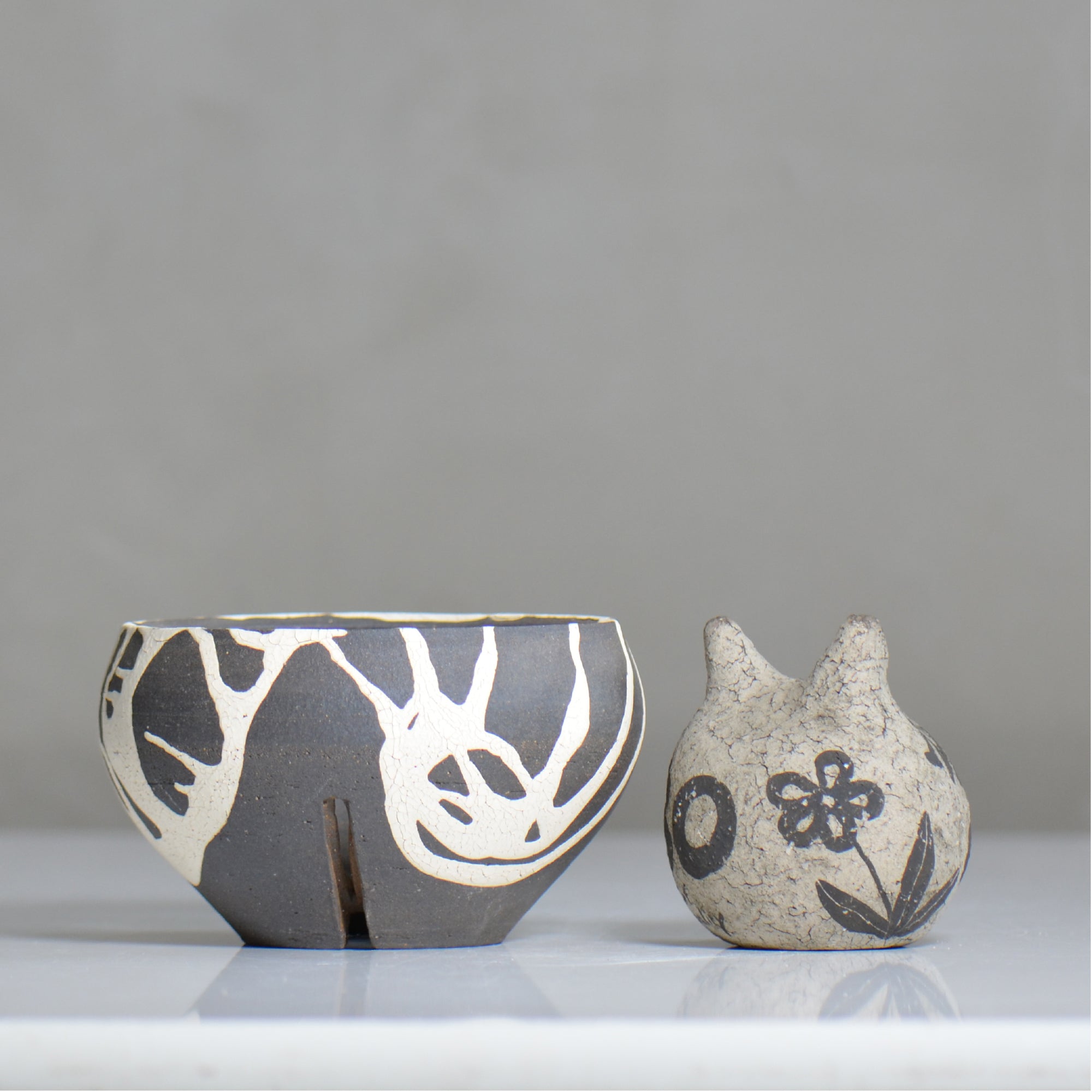 沼野 秀章 / 黒二白 / nh6_bw13_s / 約φ12cm / 植木鉢