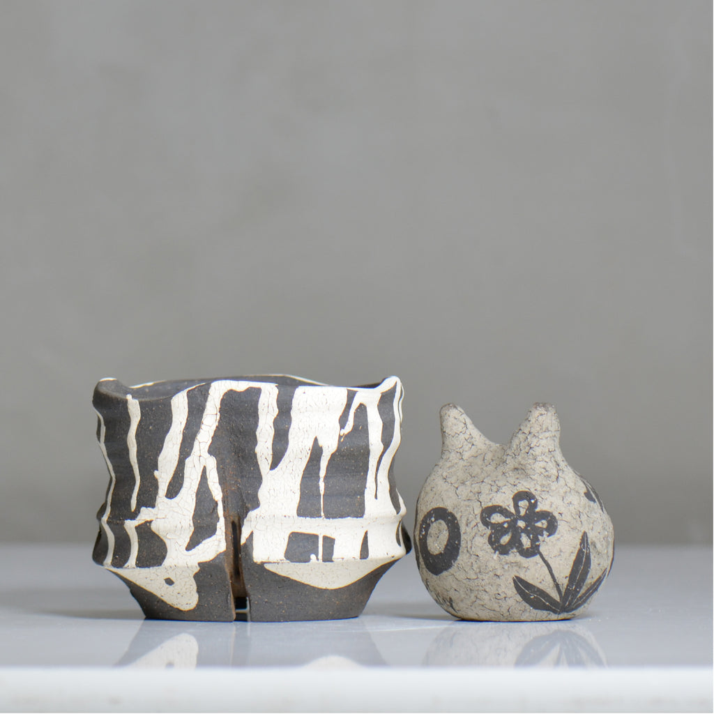 沼野 秀章 / 黒二白 / nh6_bw14_s / 約φ11.7cm / 植木鉢