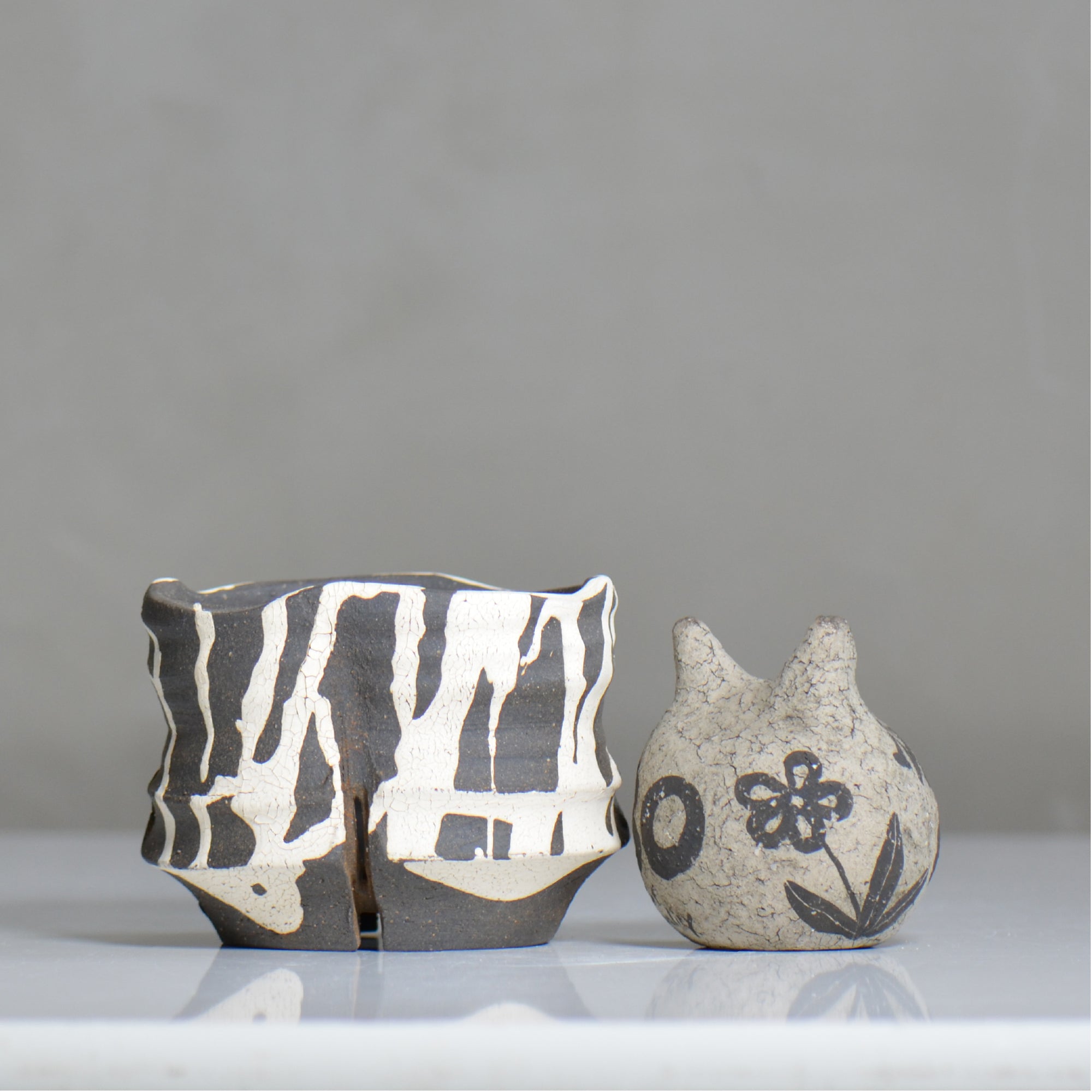 沼野 秀章 / 黒二白 / nh6_bw14_s / 約φ11.7cm / 植木鉢