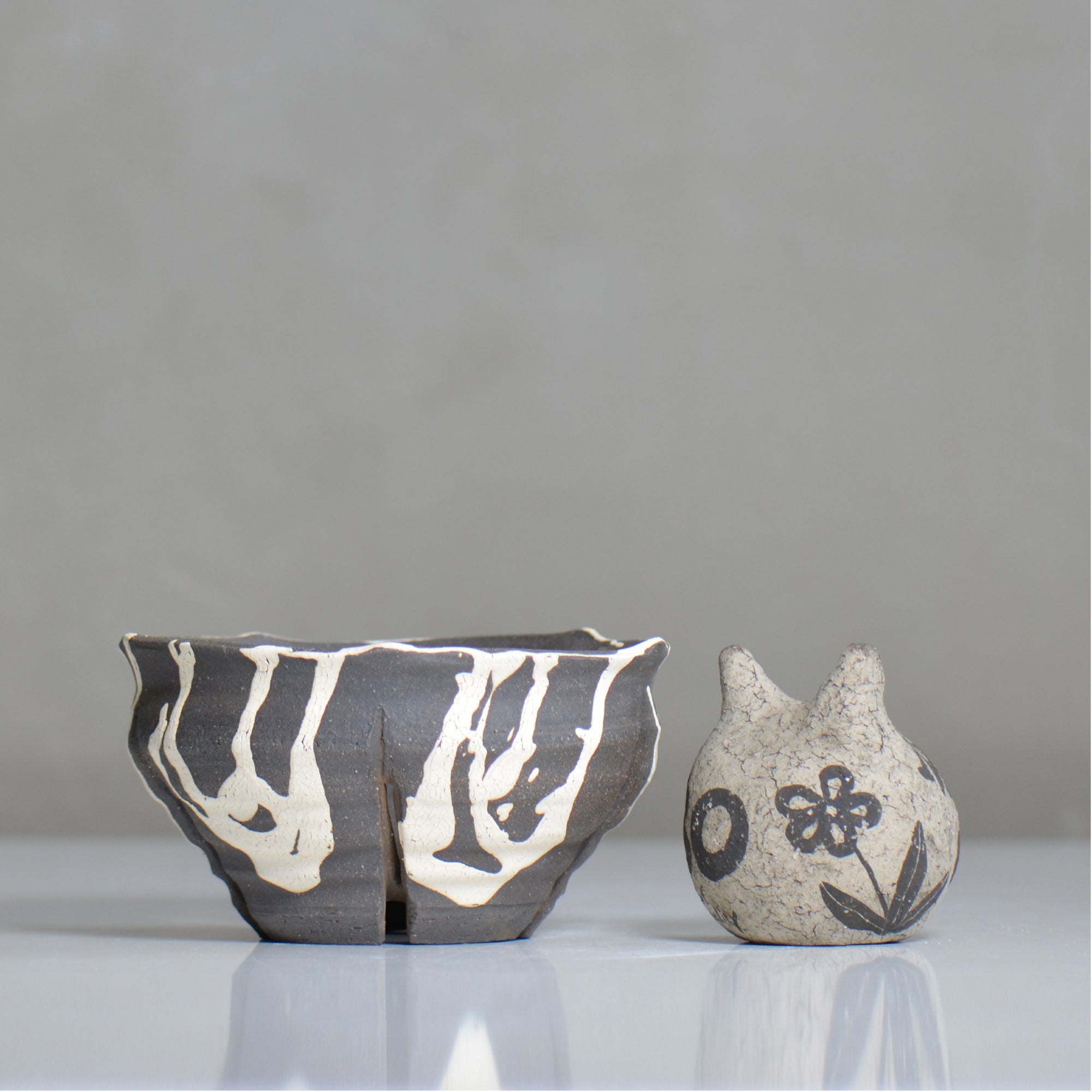 沼野 秀章 / 黒二白 / nh6_bw15_l / 約φ16cm / 植木鉢