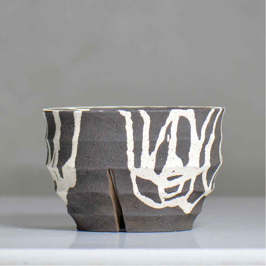 沼野 秀章 / 黒二白 / nh6_bw17_l / 約φ16cm / 植木鉢