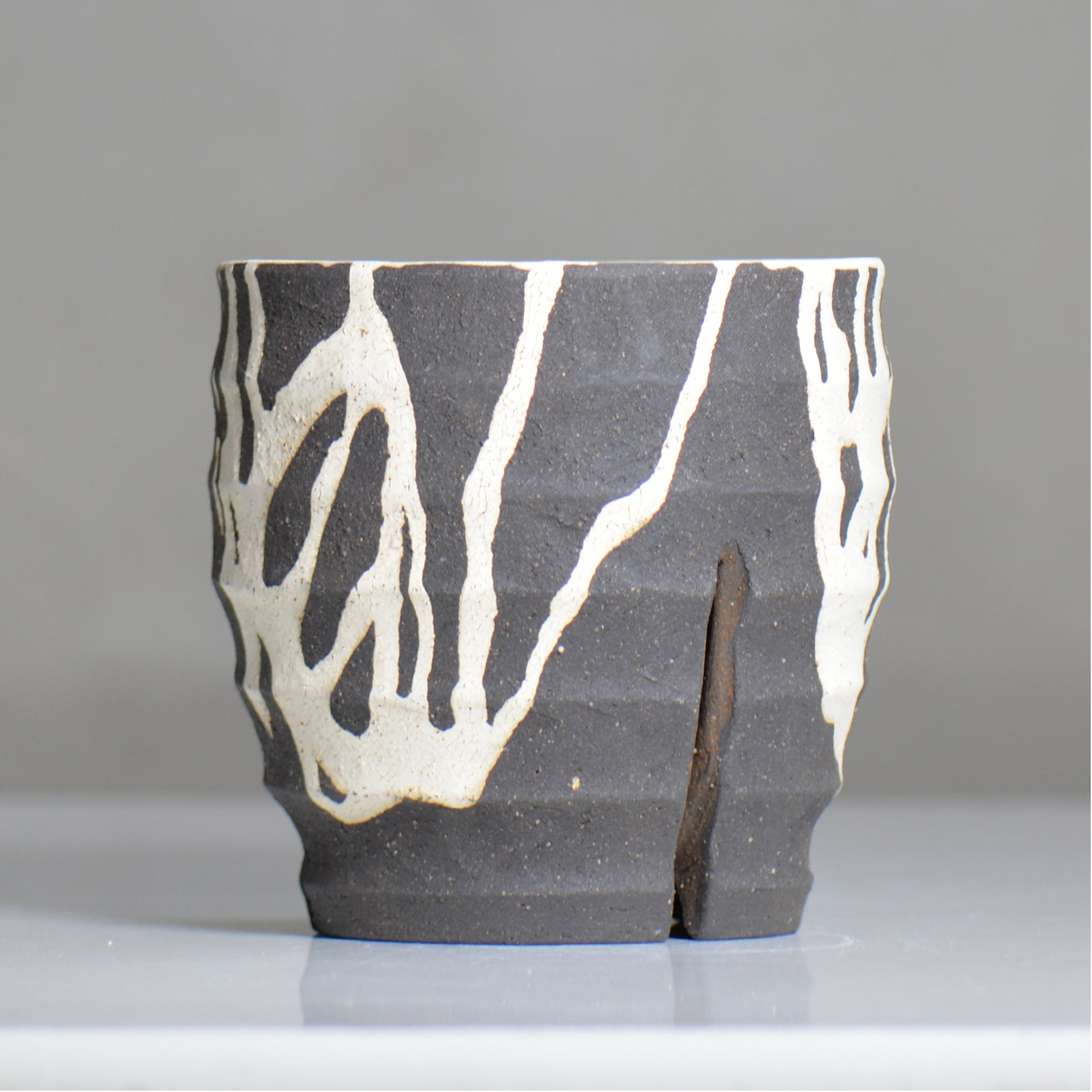 沼野 秀章 / 黒二白 / nh6_bw21_m / 約φ14cm / 植木鉢