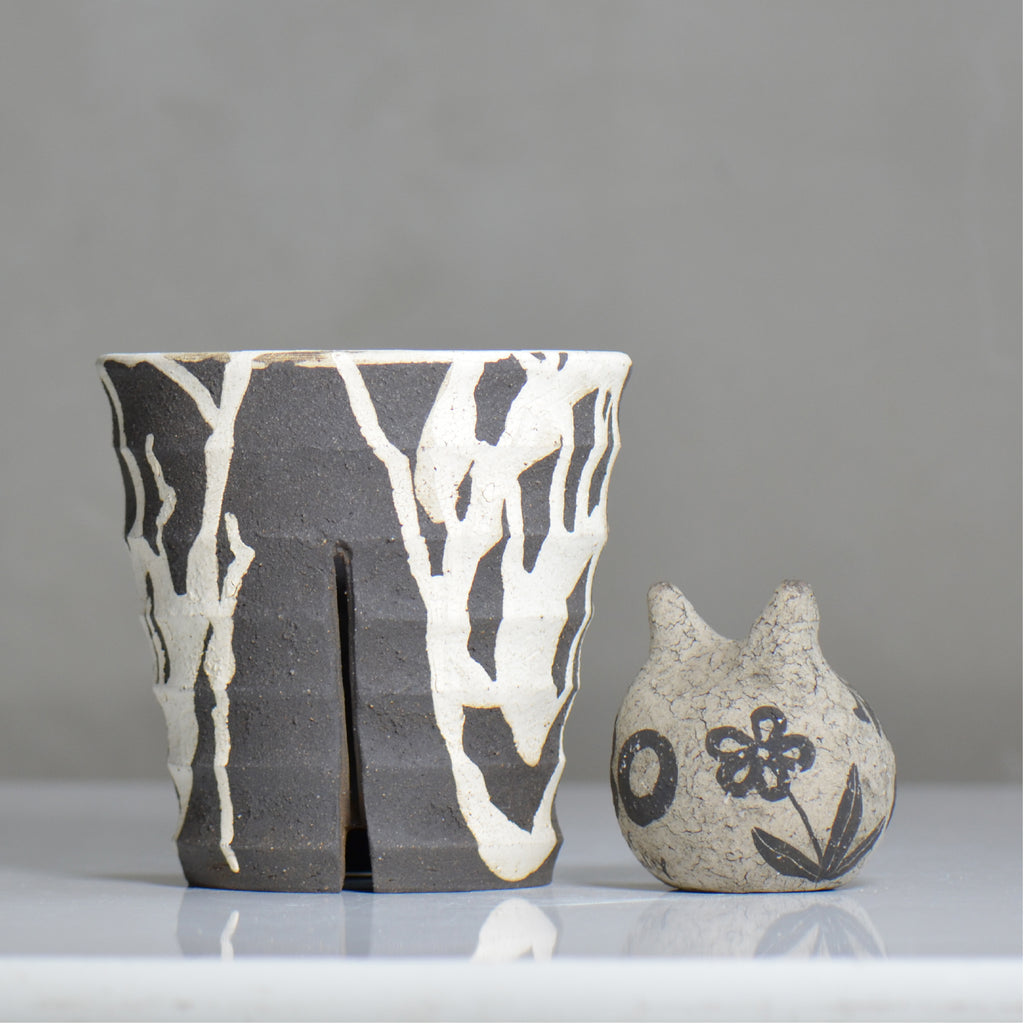沼野 秀章 / 黒二白 / nh6_bw22_m / 約φ14.5cm / 植木鉢