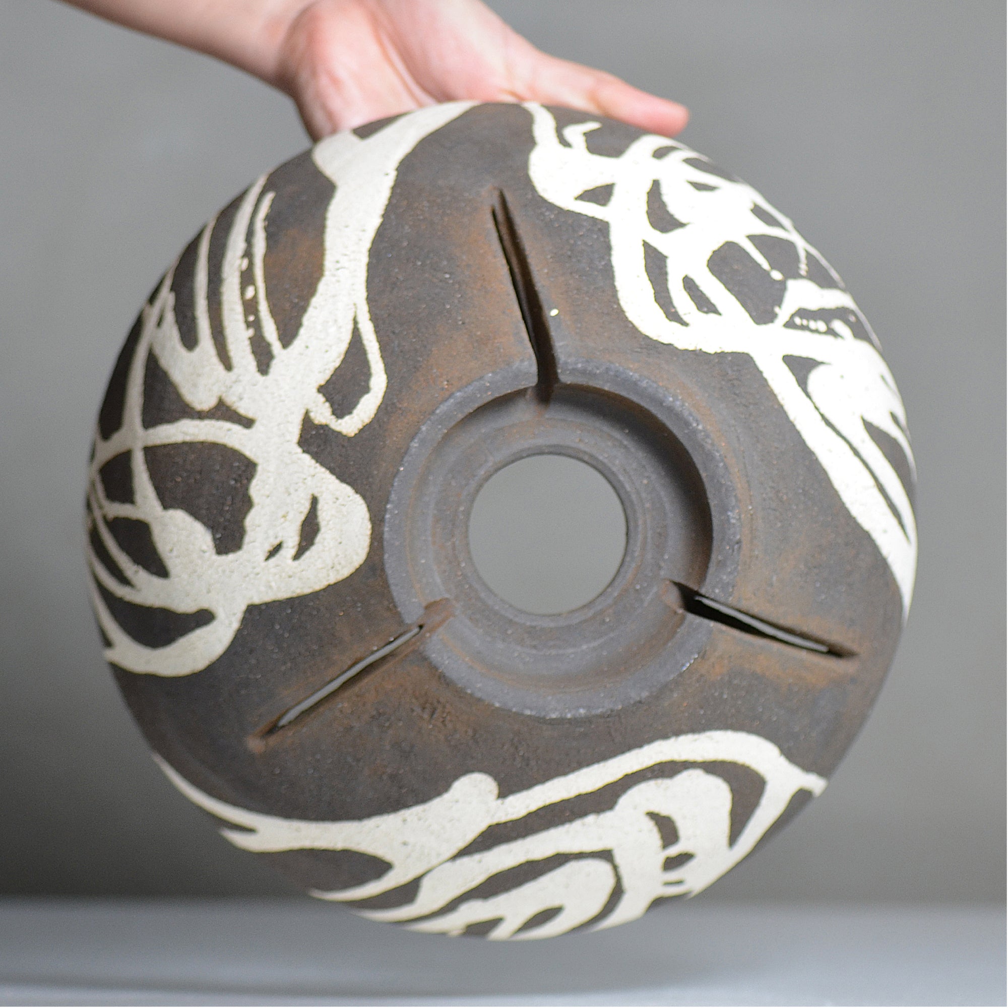 沼野 秀章 / 黒二白 / nh6_bw23_xl / 約φ24.5cm / 植木鉢