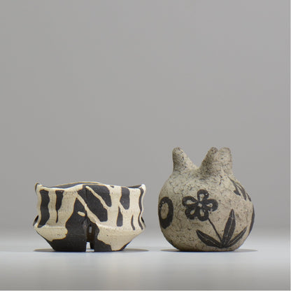 沼野 秀章 / 黒二白 / S  / nh_bw02_xs/ 約φ8.5cm / 植木鉢