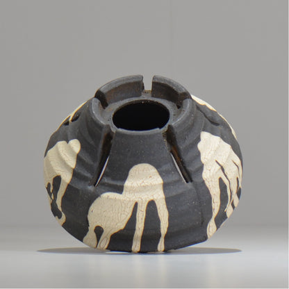 沼野 秀章 / 黒二白 / S  / nh_bw04_s/ 約φ12cm / 植木鉢