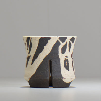 沼野 秀章 / 黒二白 / S  / nh_bw05_s / 約φ10.3cm / 植木鉢