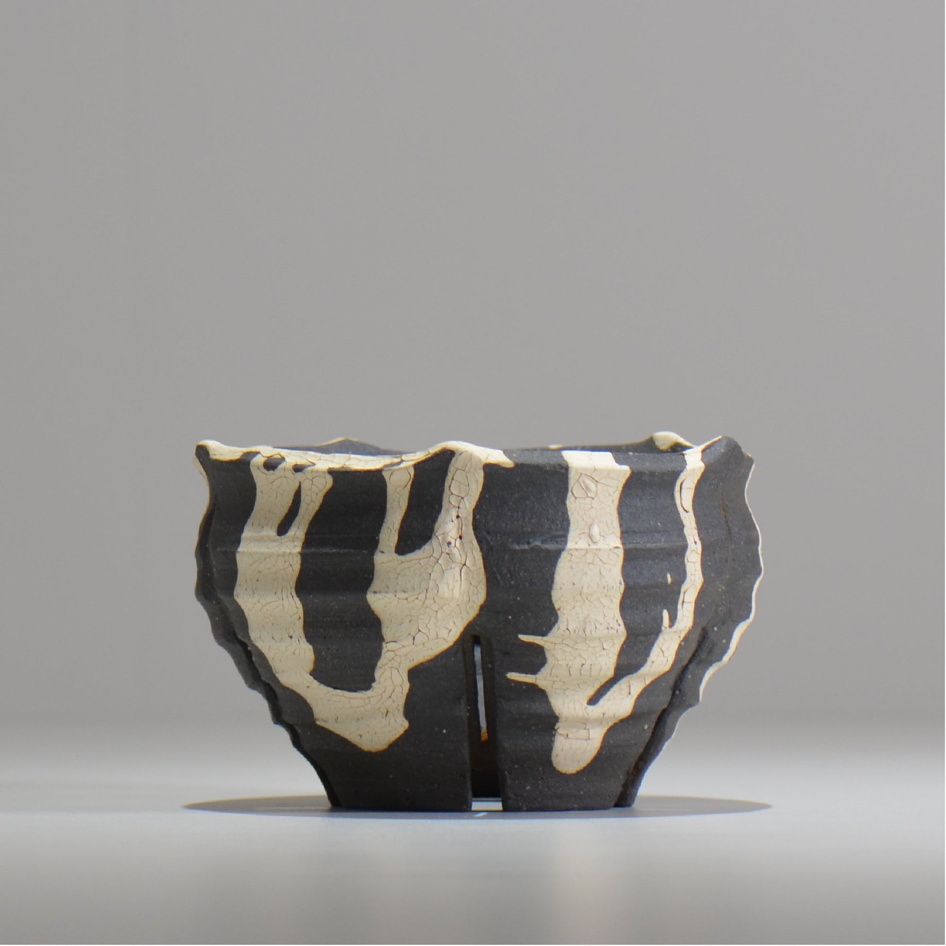沼野 秀章 / 黒二白 / S  / nh_bw07_m / 約φ12.5cm / 植木鉢