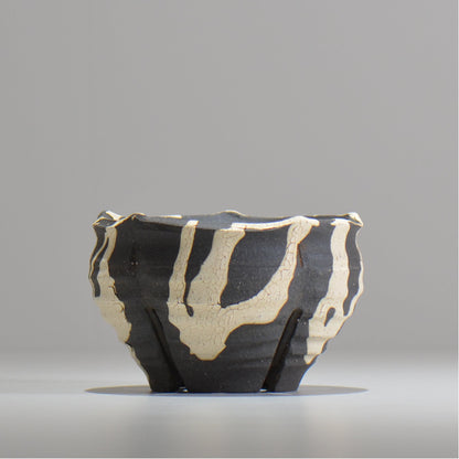 沼野 秀章 / 黒二白 / S  / nh_bw07_m / 約φ12.5cm / 植木鉢