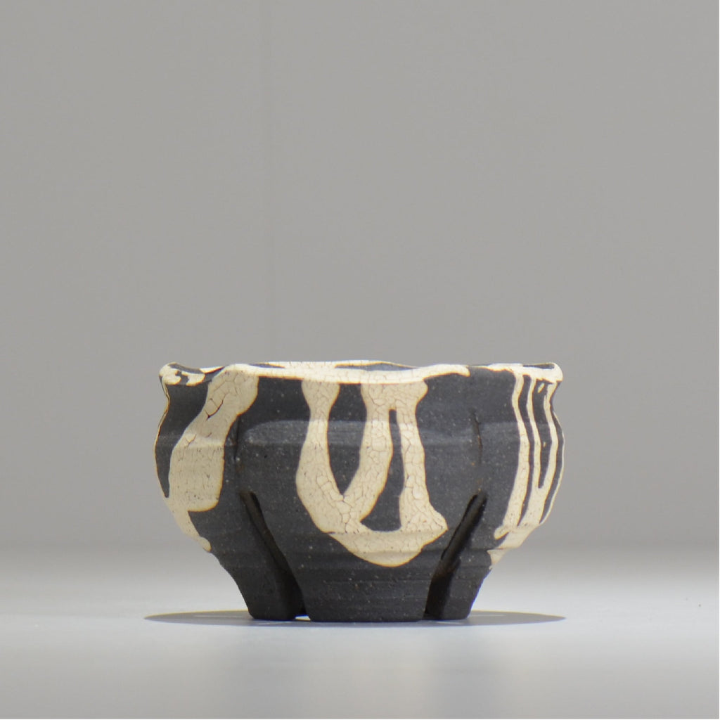 沼野 秀章 / 黒二白 / S  / nh_bw08_s / 約φ10.5cm / 植木鉢
