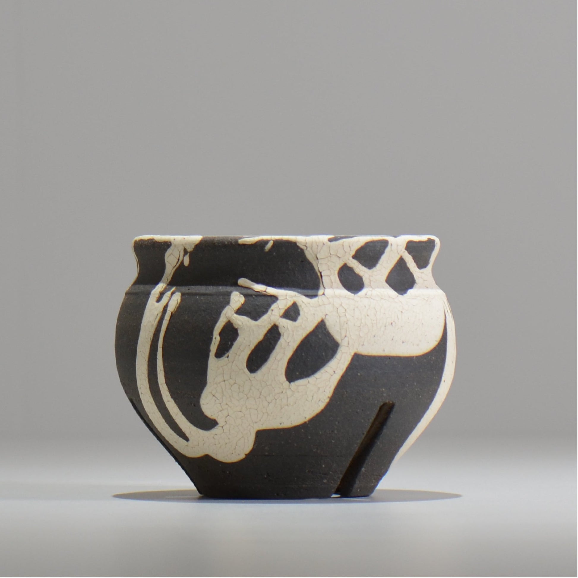 沼野 秀章 / 黒二白 / S  / nh_bw09_s / 約φ10cm / 植木鉢