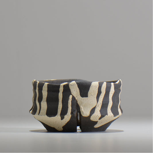 沼野 秀章 / 黒二白 / S  / nh_bw11_m / 約φ12.8cm / 植木鉢