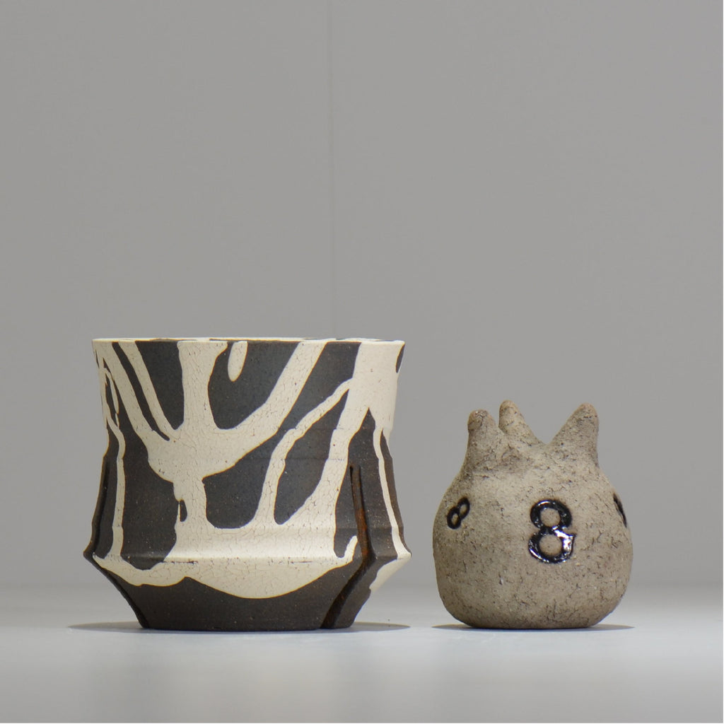沼野 秀章 / 黒二白 / S  / nh_bw15_m / 約φ14.5cm / 植木鉢