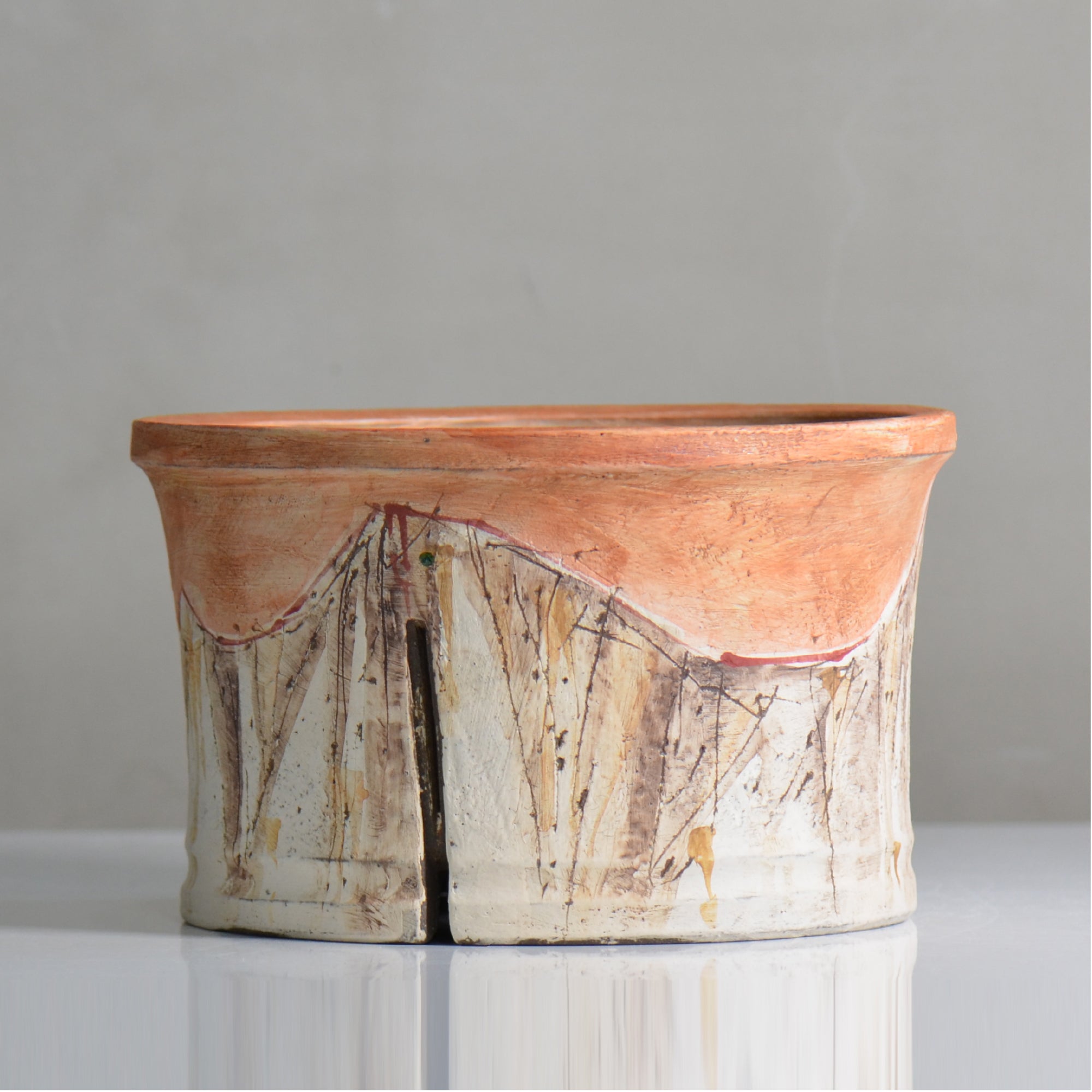 イムサエム　鉢　五寸　２個セット　刻文　象文様 沼野 秀章 / 刻む音 / nh5_so11_xl / 約φ20cm / 植木鉢 – ハチラボ