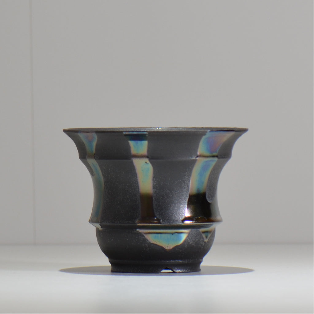 Naka / マダラ黒  / no_mb08_m/ 約 φ12.7cm / 植木鉢