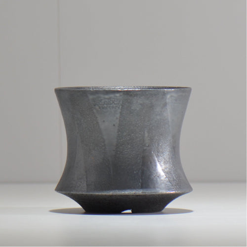 沖誠 / 燻し銀彩 釉彩 cylinder / om_iyc01_s/ 約φ11cm  / 植木鉢