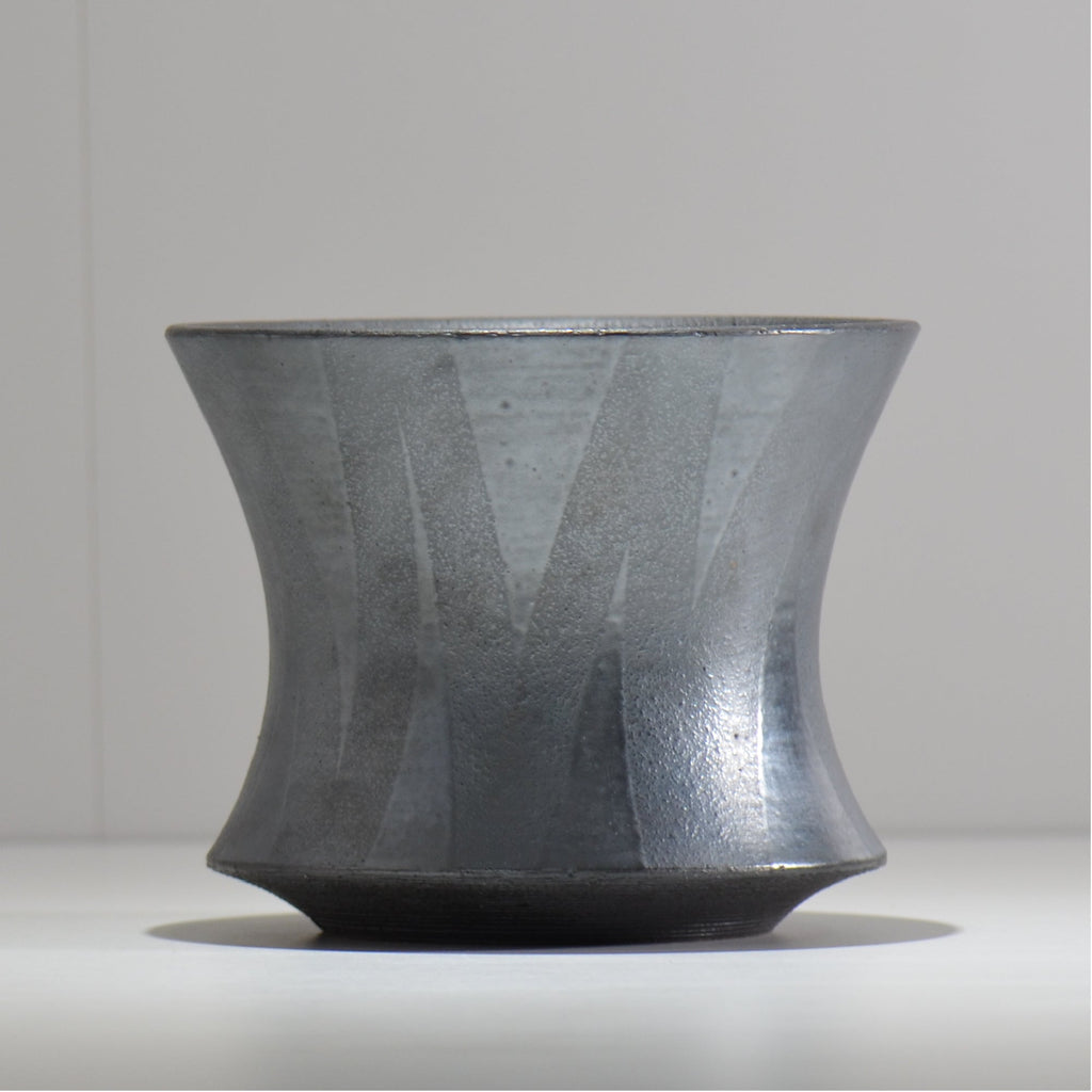 沖誠 / 燻し銀彩 釉彩 cylinder / om_iyc03_l/ 約φ17.5cm  / 植木鉢